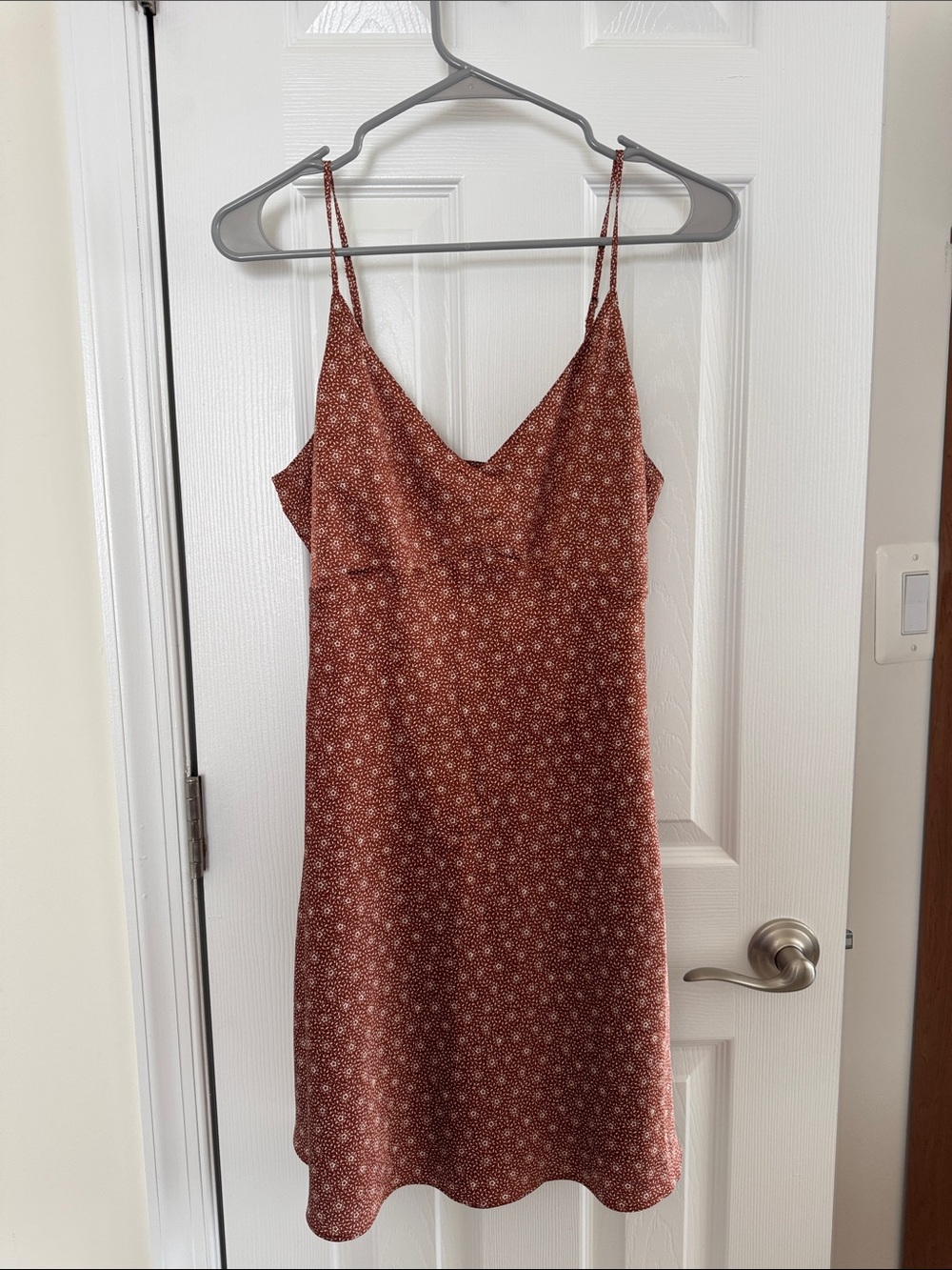 Abercrombie and Fitch Rust Floral Slip Dress with Spaghetti Straps